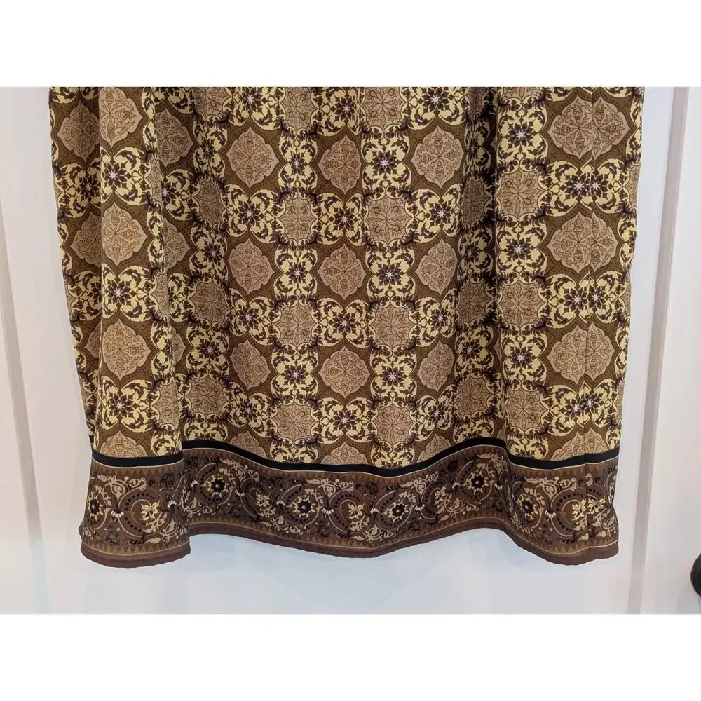 Sag Harbor Floral Midi Wrap Skirt Women 20 Pull On Elastic Waist Earthy Natural